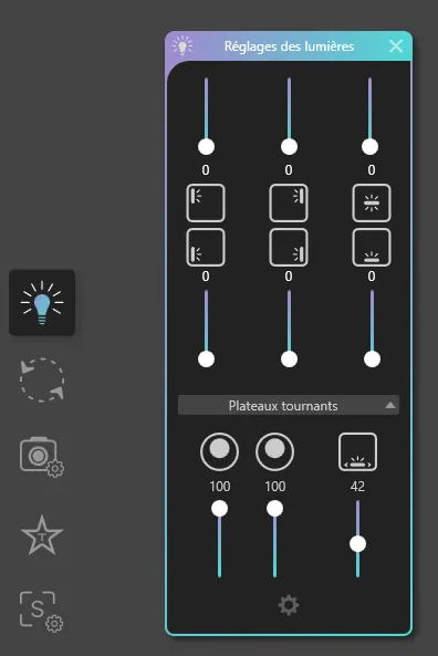 Panneau d'affichage des lumières sur EasyScanCube